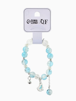 Браслет с подвесками "Сахарный" лошадка, шар №10/8, цвет бело-голубой в серебре