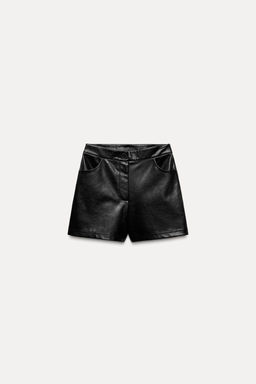 LEATHER EFFECT HIGH-WAIST BERMUDA SHORTS - Zara фото 5