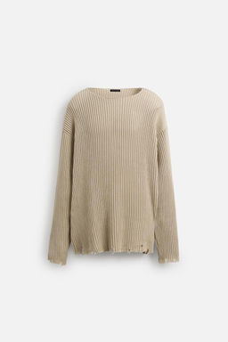 RIBBED SWEATER WITH RIPPED FINISH - Zara фото 7