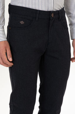 Erkek Lacivert Slim Fit Kanvas / Chino Pantolon