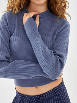 Yar?m Bal?k?? Yaka Dokulu Kad?n Triko Kazak