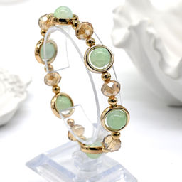 Браслет из полимера шарик 10мм цвет мятный, 16см