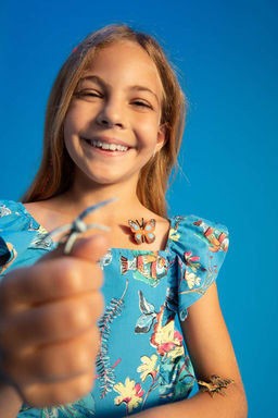 Блуза из поплина с короткими рукавами и бретелями для девочки