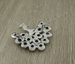 Брошь "Павлин" пышный хвост перламутр гелиотис