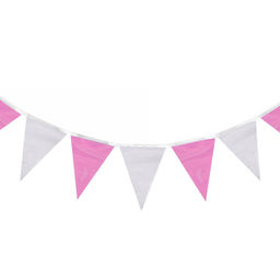 Гирлянда-флажки, длина 50 м, 13×18 см, 100 флагов, белый-фиолетовый-розовый