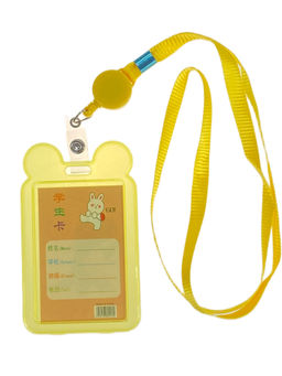 Бейдж для пропуска с рулеткой и лентой, цвет желтый - Greta фото 2