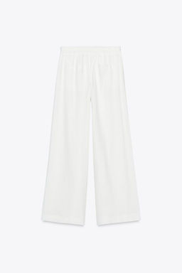 LINEN BLEND WIDE-LEG TROUSERS WITH BELT - Zara фото 7