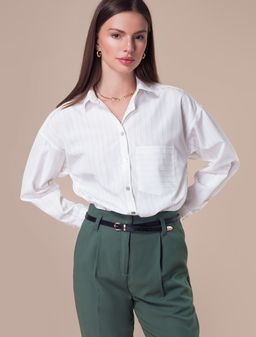 Свободная блузка из легкой ткани в полупрозрачную полоску - Vilatte фото 5