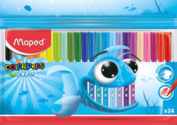 Фломастеры MAPED COLORPEPS OCEAN классические 24 цв. круглый корпус, стандартные, картонн...