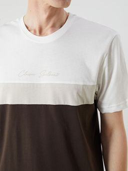 Bisiklet Yaka K?sa Kollu Renk Bloklu Erkek Ti??rt