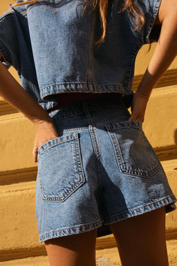 FALDA PANTAL?N Z1975 DENIM CRUZADA / Azul medio - Zara фото 3