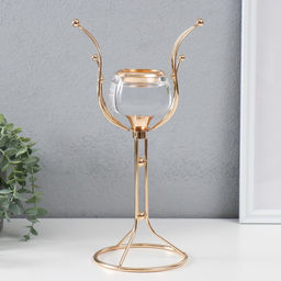 Подсвечник на 1 свечу «Флора», d=5 см, металл, акрил, золото, 17×12×30.5 см