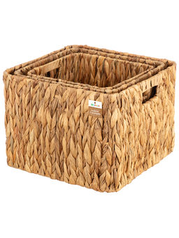 Набор 3 плетеных корзин 25*25*21см, 29*29*23 см, 33*33*25 см, водный гиацинт