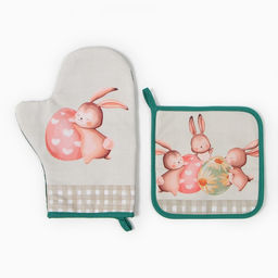 Набор кух. Этель Пасхальный кролик варежка-прихватка 20х28см, прихватка 19х19см,100% хл  фото 6