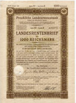 Облигация 4,5% 1000 рейхсмарок 1939 года Германия