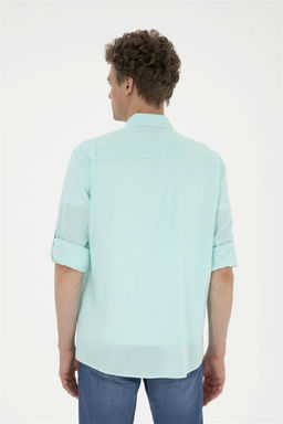 Мужская базовая рубашка зеленого цвета с длинным рукавом Неожиданная скидка в корзине - U.s. polo assn фото 5