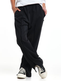 Брюки из футера для девочки 22-8005 черный