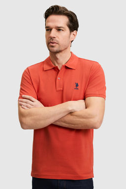 Erkek Slim Fit Polo Yaka Kiremit Basic Ti__rt
