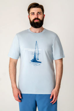 Арт. 614-150 Футболка мужская 48-56 (5 шт) Цвет:небесный - Идеал фото 3