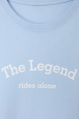 Mavi Oversize/Genis Kesim Slogan Bask?l? %100 Pamuk T-Shirt TMNSS26TS00050 - Trendyolmilla фото 2