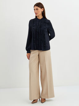 Блузка с рюшами OD-976-2 т.синий