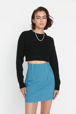 Siyah Super Crop Basic Triko Kazak TWOAW23KZ01620