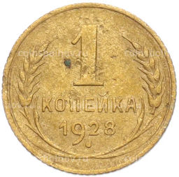 Монета 1 копейка 1928 года