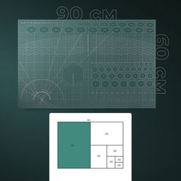 Мат для резки, трёхслойный, 90×60 см, А1, зелёный