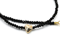 Чокер из шпинели черной с подвеской "Сердце"цвет золотой, 36см