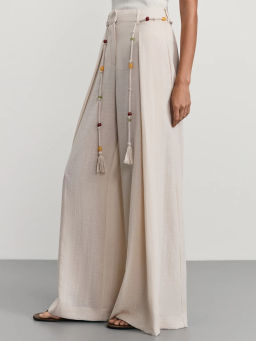 Брюки из вискозы на поясе с бусинами / Zarina  фото 3