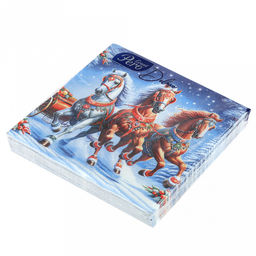 Салфетки бумажные 33х33см "GrandPero Deluxe", 3-х слойные, 20 штук в упаковке, "Зимняя тройка", "Символ 2026 года" (Россия)