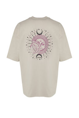 Tas Oversize/Genis Kesim %100 Pamuklu Mistik Bask?l? T-Shirt TMNSS23TS00165
