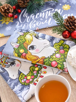 Полотенце вафельное "Сивка-Бурка серая" р.45*60