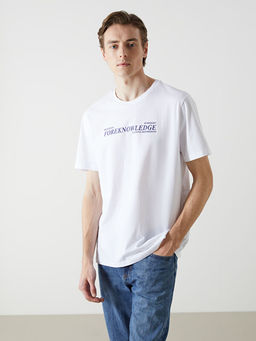 Bisiklet Yaka K?sa Kollu Bask?l? Penye Erkek Ti??rt