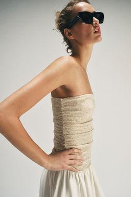 VESTIDO COMBINADO ESCOTE RECTO / Crudo medio - Zara фото 3