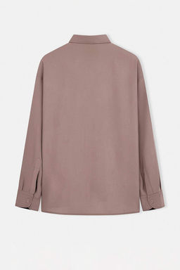 Kahverengi Regular Fit Modal Dokulu Ince Yazl?k Gomlek TMNSS26GO00040