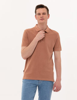 Kahverengi Slim Fit Polo Yaka Ti__rt