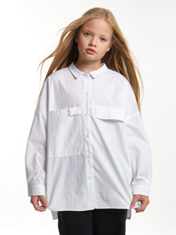 Рубашка для девочки подросткам школьная форма оверсайз UD 7953 белый - Mini maxi фото 17