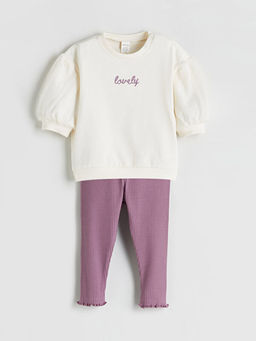 Bisiklet Yaka K?z Bebek Sweatshirt ve Tayt