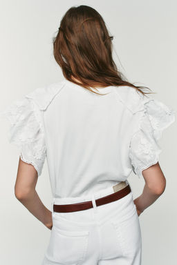 CAMISETA VOLANTES MANGA CORTA / Blanco - Zara фото 4