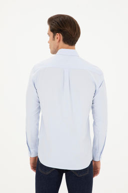 Мужская голубая базовая рубашка с длинным рукавом - U.s. polo assn фото 5