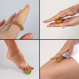 Цена за 2 шт. Массажёр для рук и ног, d=3.5 см, 2 кольца, жёлтый