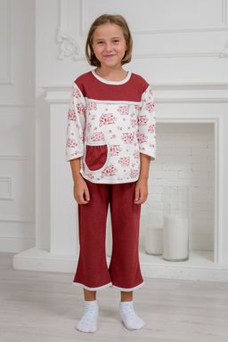 Пижама детская из футера Катя бордо - Амадэль фото 2