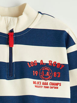 Dik Yaka ?izgili Erkek ?ocuk Sweatshirt