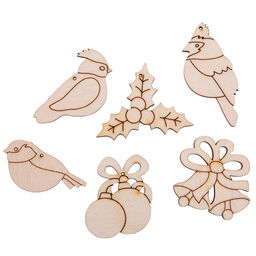 Заготовка для декорирования Mr. Carving ВД-1214 Мини набор фанера 0.3 см Новогодний №2 (2,5х4,5см.)