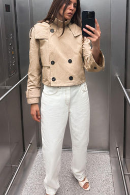 Z1975 HIGH-WAIST SLIM FIT JEANS WITH CONTRAST STITCHING - Zara фото 3