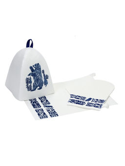 Набор для бани в пакете "Медведь" (шапка, коврик, рукавица)