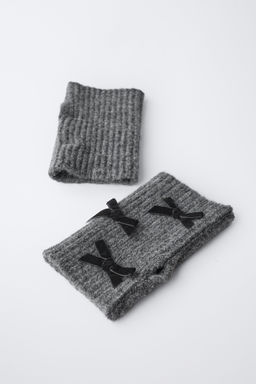 KNITTED MITTENS WITH VELVET BOWS - Zara фото 3