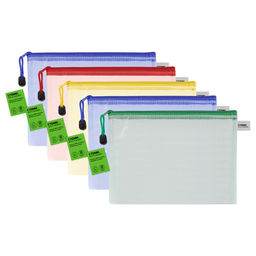 Цена за 2 шт. Папка-конверт на молнии А5 СТАММ ПВХ, сетка, прозрачная (ММ-322171) 250мкм