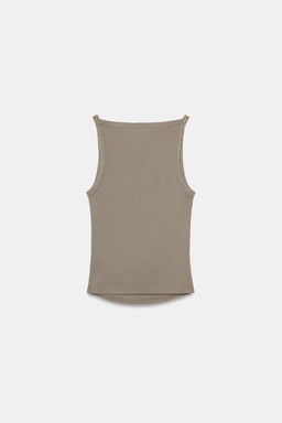 TOP HALTER RIB EFECTO LAVADO / Gris oscuro - Zara фото 5